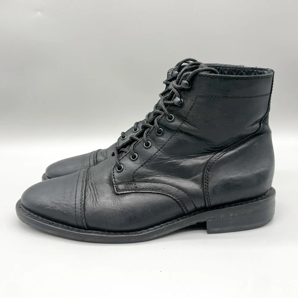 Thursday Boot Co Mens 11 Captain Matte Black Leather Cap Toe Classic Rugged Moto